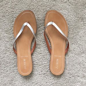 J. Crew Silver and Tan Sandals Size 9)